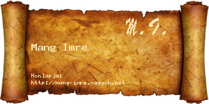 Mang Imre névjegykártya